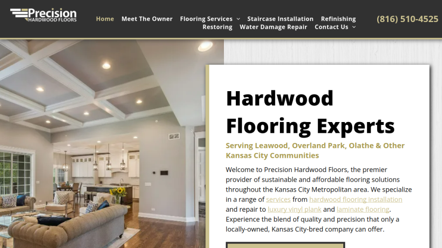 Screenshot of the Precision Hardwood Floors website
