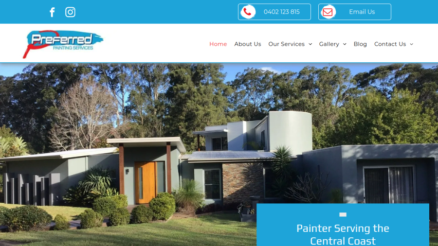 Screenshot of the Preferred Painting Services website