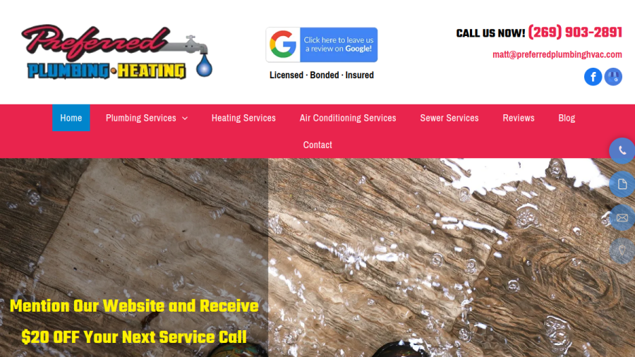 Preferred Plumbing & Heating website