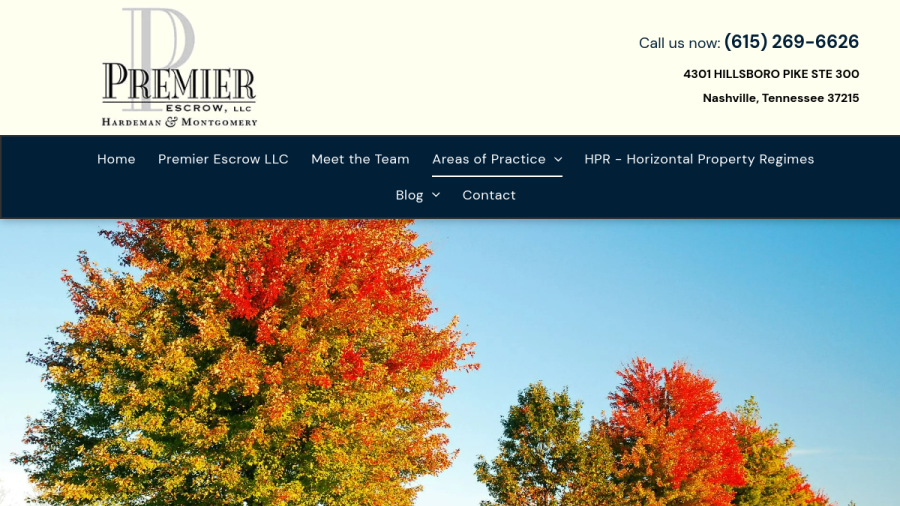 Screenshot of the Premier Escrow LLC website