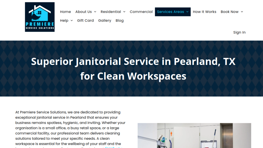 Screenshot of the Premiere Service Solutions website