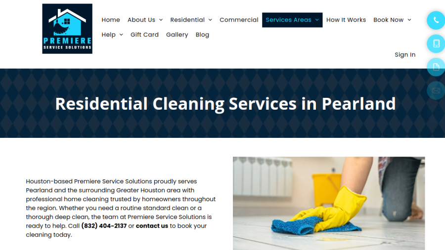Screenshot of the Premiere Service Solutions website