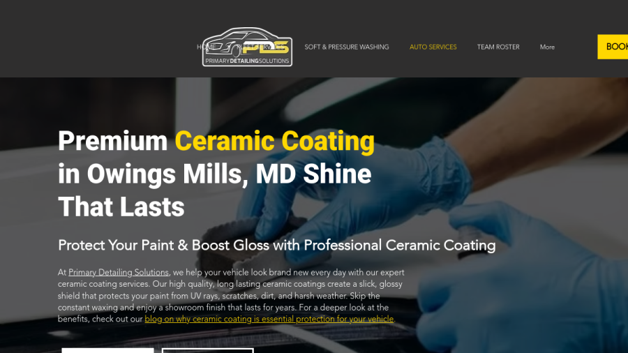 Screenshot of Primary Detailing Solutions website