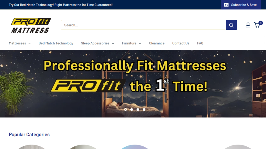 Pro Fit Mattress website