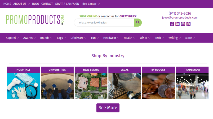 Screenshot of PromoProducts website