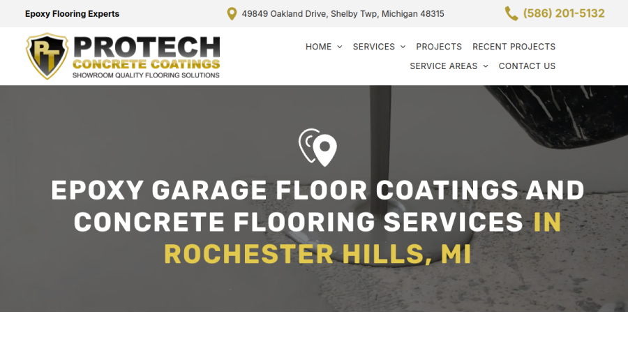 Screenshot of the Protech Concrete Coatings website