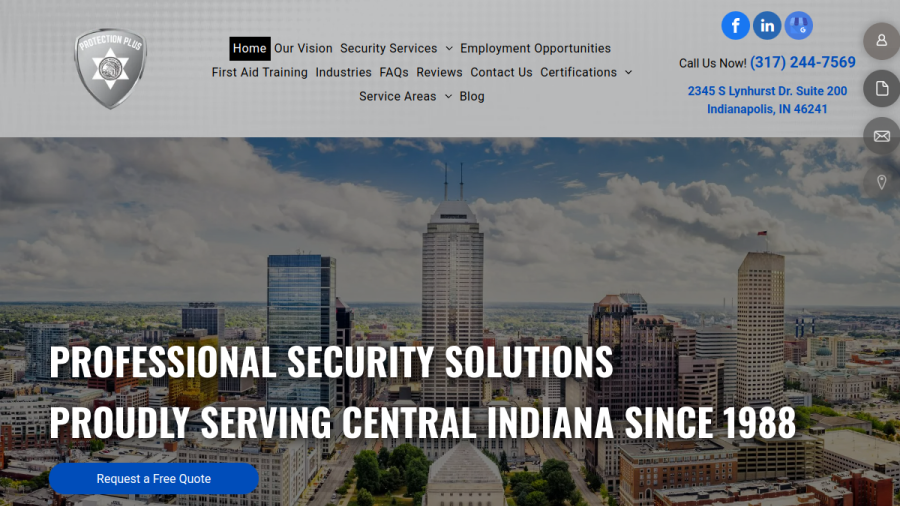 Screenshot of the Protection Plus website