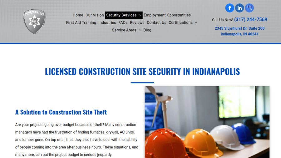 Screenshot of the Protection Plus website
