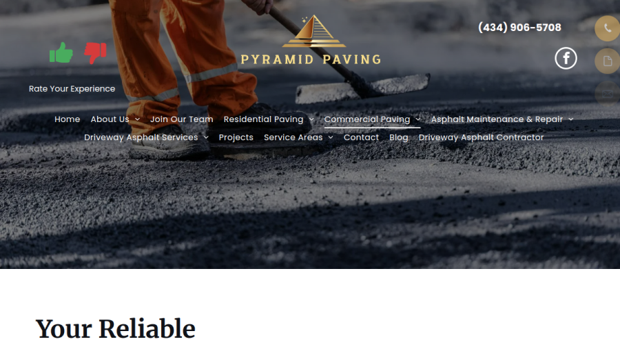 Screenshot of the Pyramid Paving LLC website