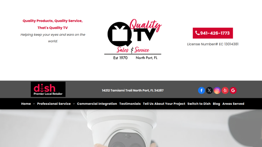Screenshot of the Quality TV Sales & Service website