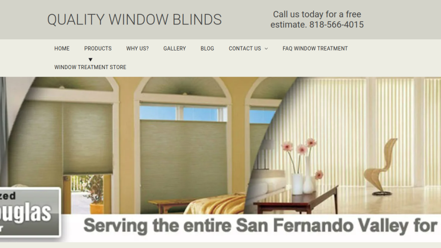 Quality Window Blinds website screenshot