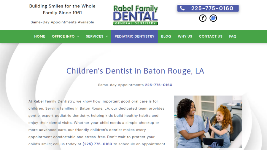 Rabel Family Dentistry website