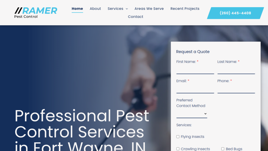 Ramer Pest Control website screenshot