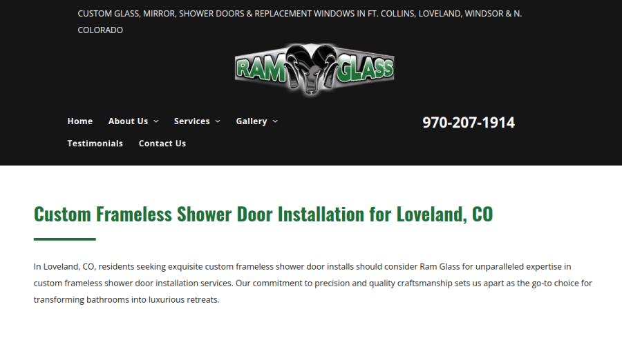 Screenshot of the Ram Glass website