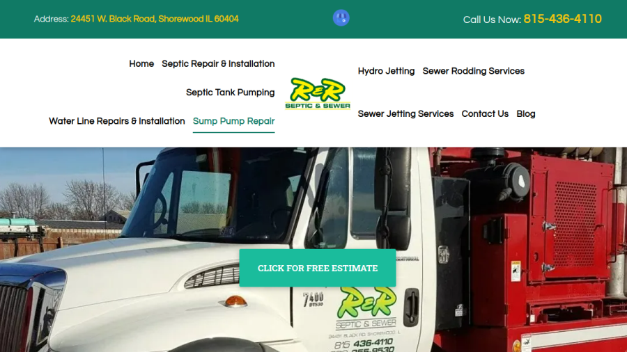 Screenshot of the R & R Septic & Sewer Service website
