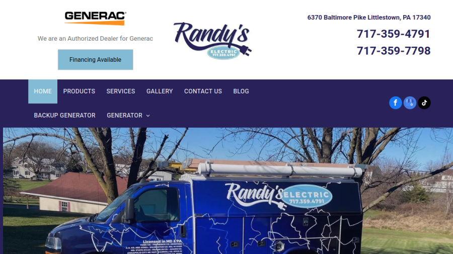 Screenshot of the Randy's Electrical Services Inc. website