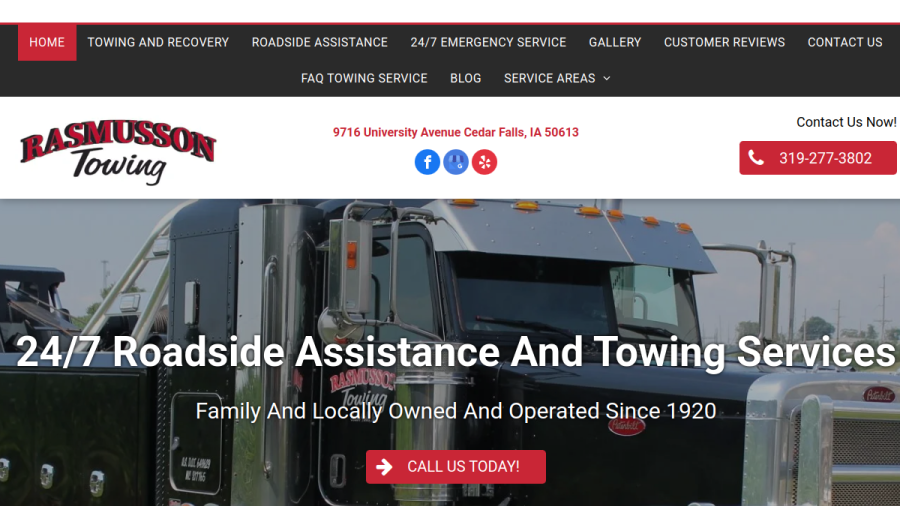 Rasmusson Towing & Recovery Service website
