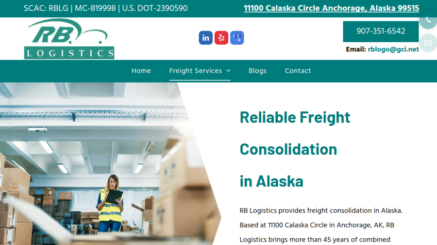 RB Logistics website screenshot