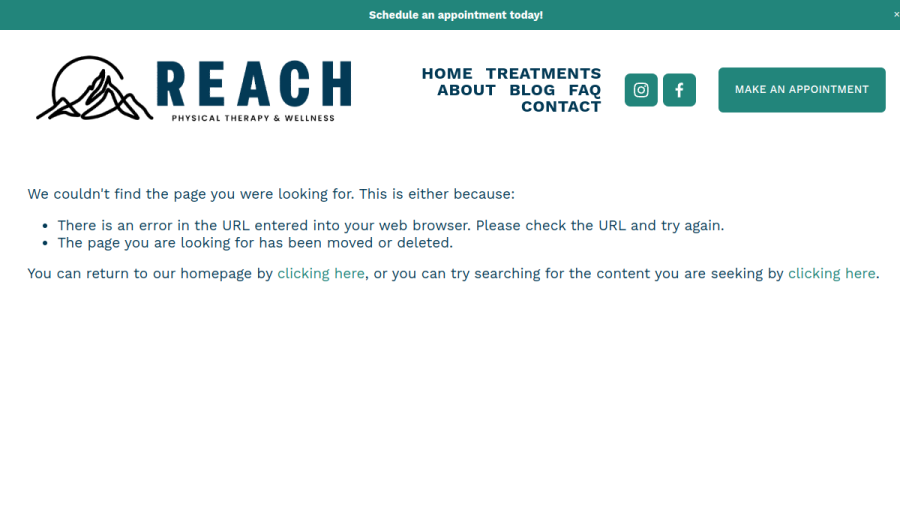 Reach Physical Therapy & Wellness website
