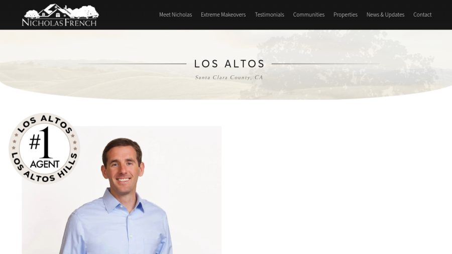 Screenshot of the Nicholas French, Broker Associate website