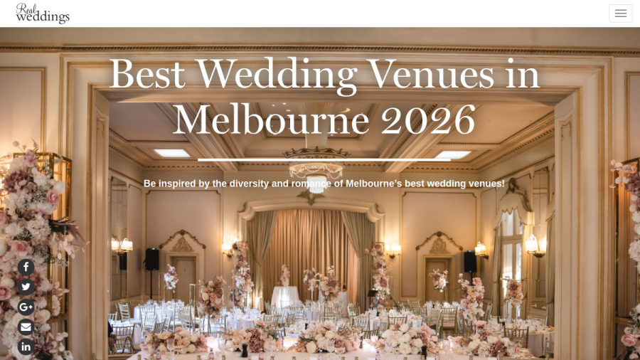 Website screenshot of RealWeddings