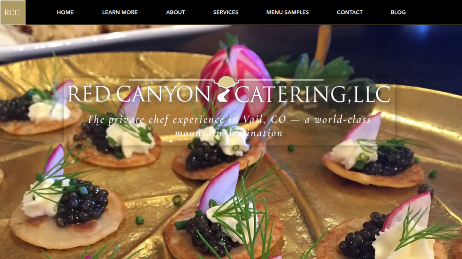 Screenshot of the Red Canyon Catering, LLC website