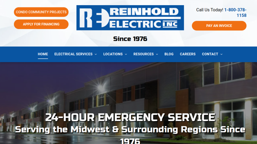 Reinhold Electric website screenshot