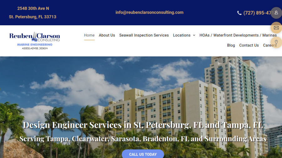 Website screenshot of Reuben Clarson Consulting