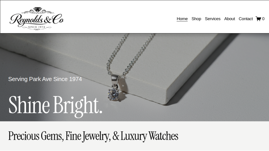 Screenshot of the Reynolds & Company Jewelers website