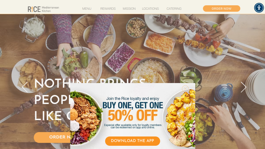 Rice Mediterranean Kitchen website