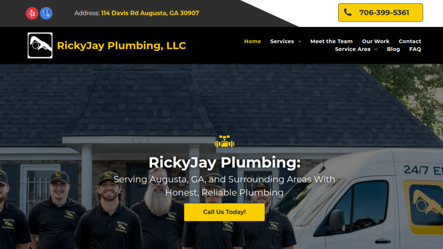 RickyJay Plumbing website screenshot