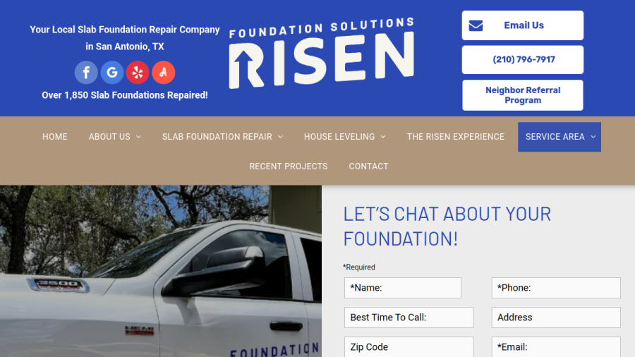 Screenshot of the Risen Foundation Solutions website
