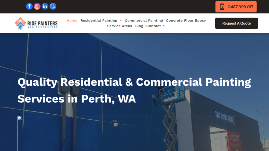 Screenshot of Rise Painters and Decorators website
