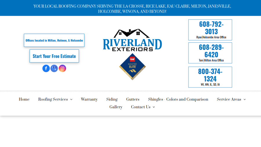 Riverland Exteriors Corporation website