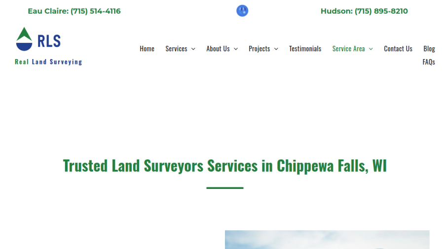 Real Land Surveying website