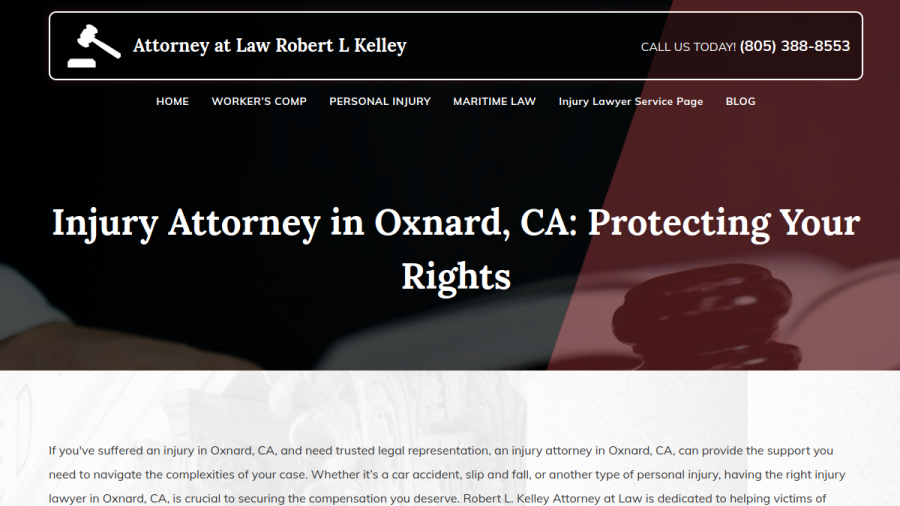 Screenshot of the Robert L. Kelley, Attorney at Law website