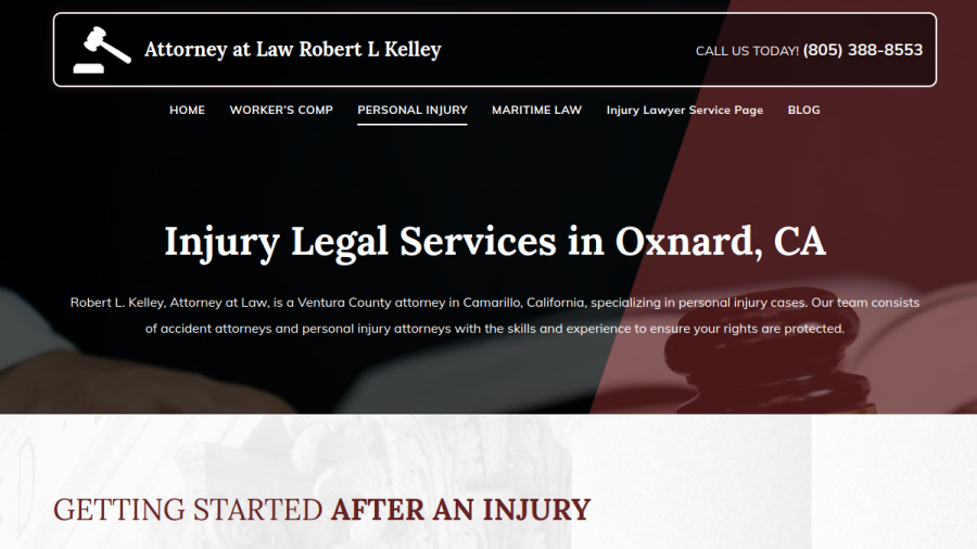 Screenshot of the Robert L. Kelley, Attorney at Law website