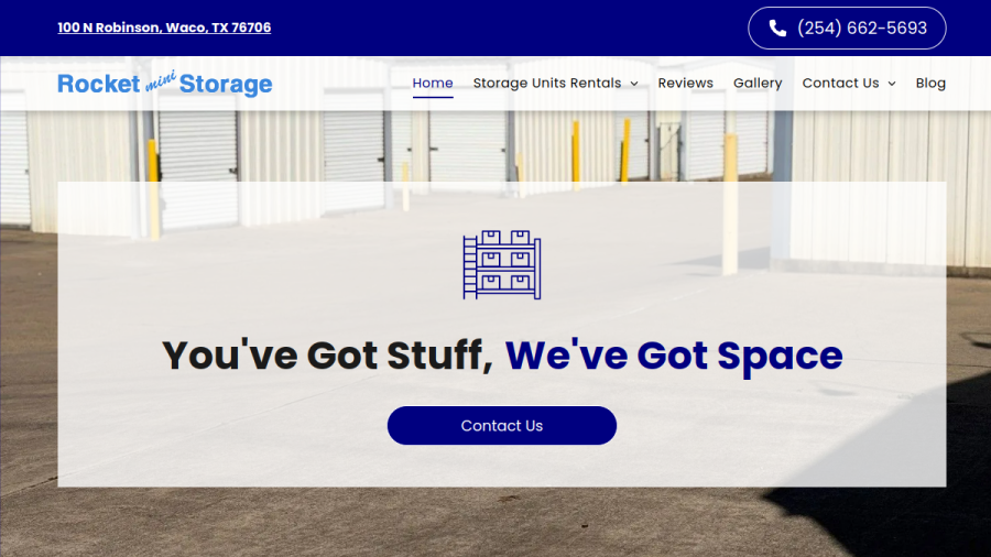 Screenshot of the Rocket Mini Storage website
