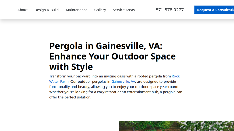 Screenshot of the Rock Water Farm Landscapes & Hardscapes website