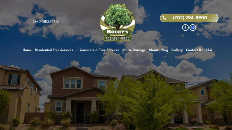 Screenshot of the Rocky's Tree Service website