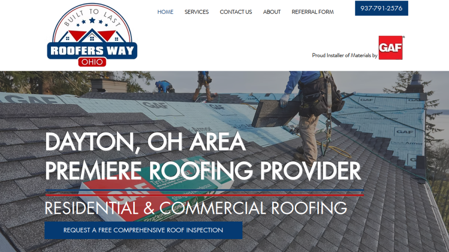 Screenshot of the Roofers Way Ohio, LLC website
