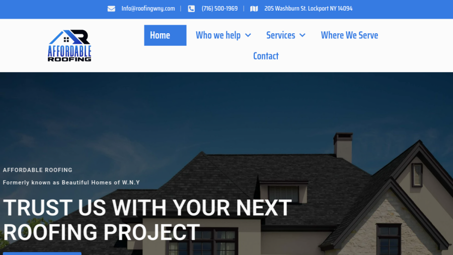Screenshot of Affordable Roofing website