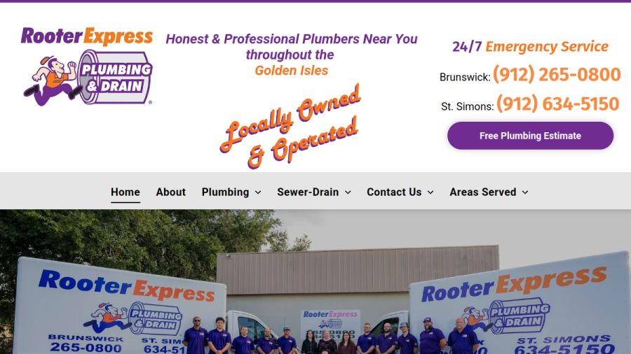 Screenshot of the Rooter Express Plumbing & Drain website