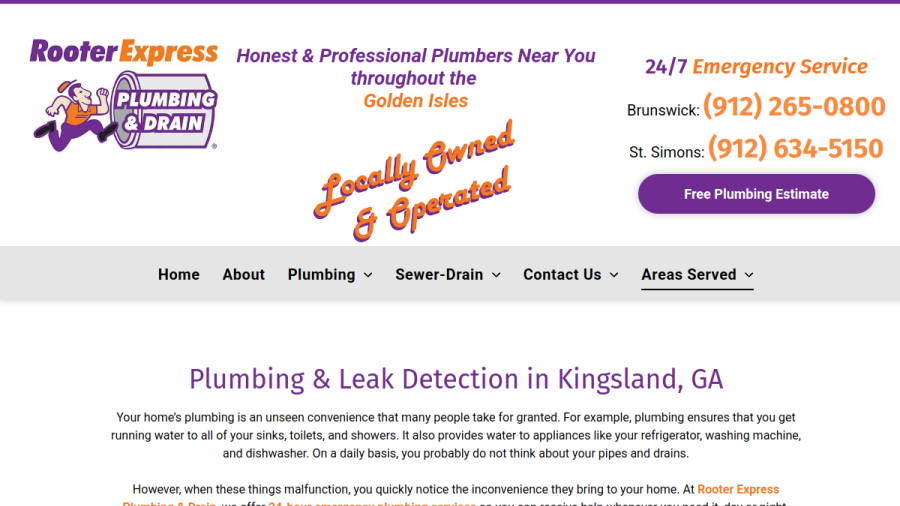 Screenshot of the Rooter Express Plumbing & Drain website