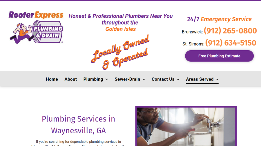 Screenshot of the Rooter Express Plumbing & Drain website