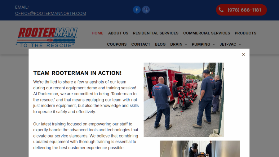 Screenshot of the Rooter Man website
