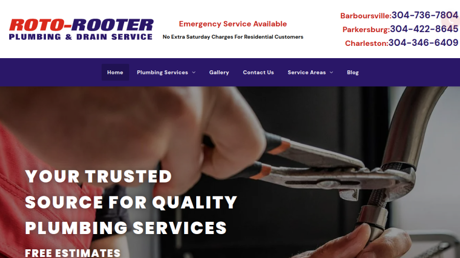 Screenshot of the Roto-Rooter Sewer & Drain Service website