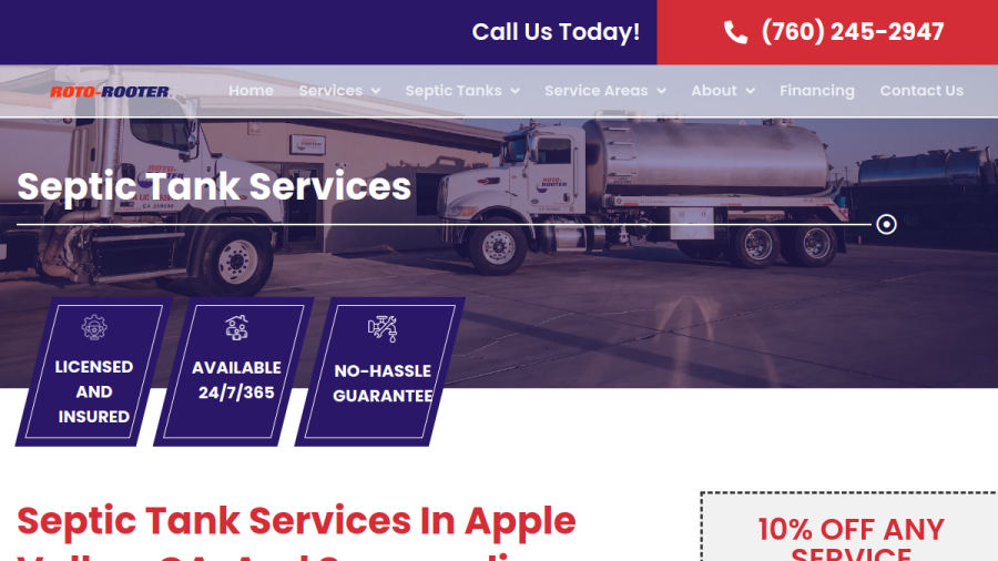 Screenshot of Roto-Rooter Plumbers and Septic Service website