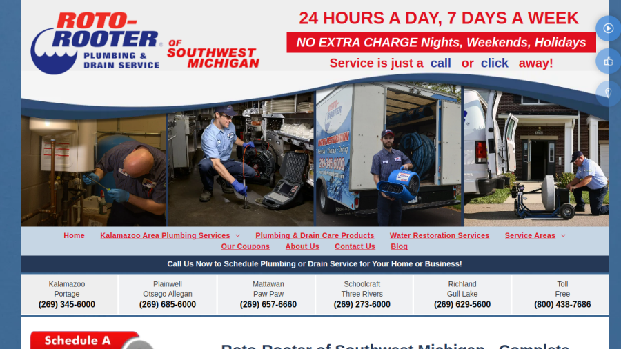 Screenshot of the Roto Rooter Plumbing Service website