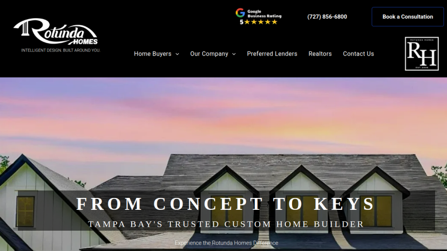 Screenshot of the Rotunda Homes, Inc. website